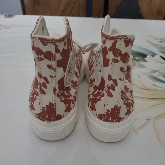 NWOT Converse Women's High-Top Platform Sneakers - Brown and White Animal Print - Picture 4 of 4